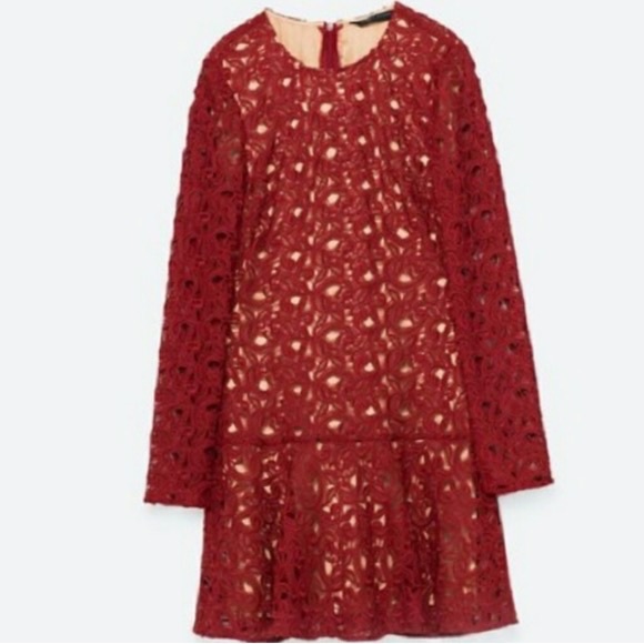 Zara Lace Long Sleeve Mini Dress XS - Picture 6 of 14